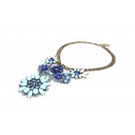 Blue Morning Sky Crystal Flower Statement Necklace 